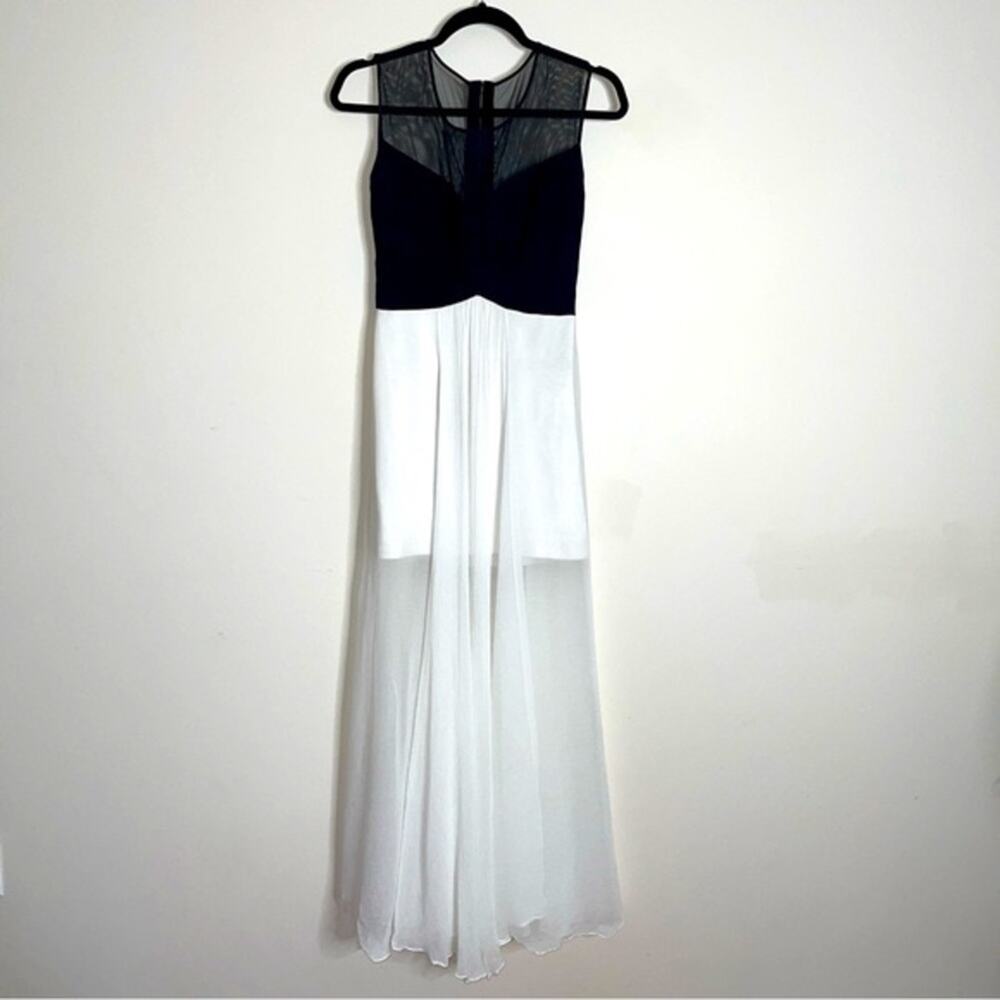 BCBGMAXAZRIA Giovanna Silk Blend Gown Dress White Black Size S - Picture 4 of 7